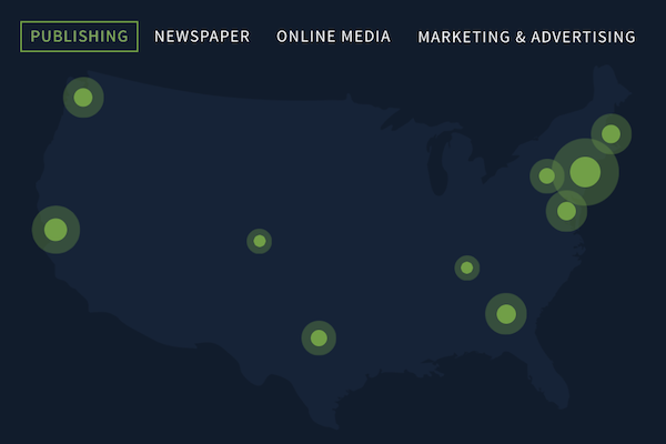 map of media jobs in the U.S.